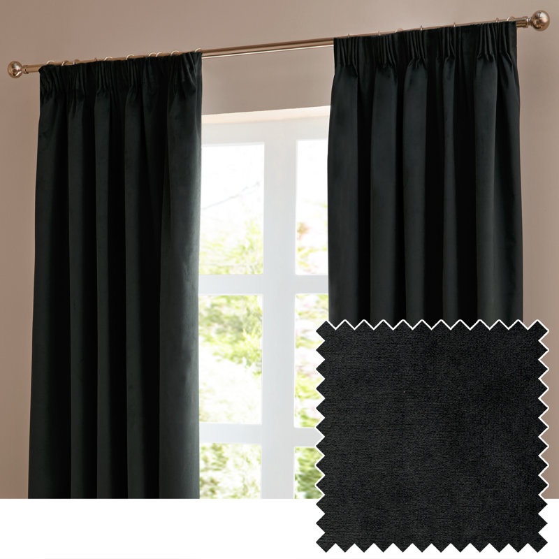 The Ultimate Velvet Blackout Curtain Panel Pair, Black, 117cm Width x 183cm Drop