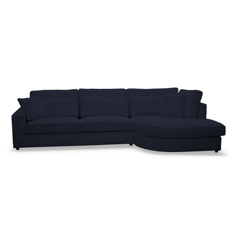 Bustamonte 4 Seater Corner Sofa , Deep blue polyester, Right Hand Facing