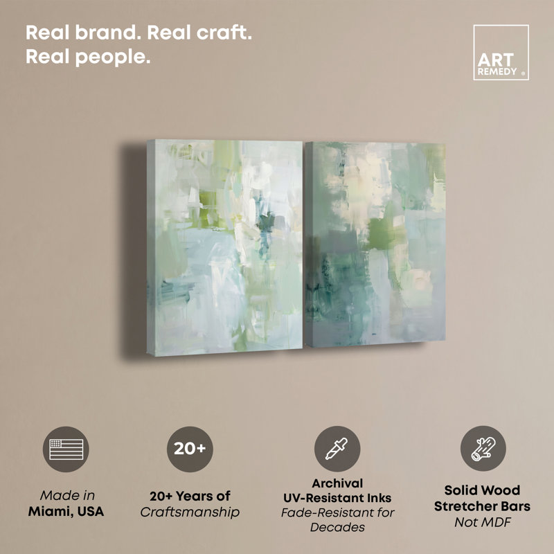 Ensemble de décorations murales sauge "Mossy Patches Duo" par Art Remedy, galerie tendue, 20 x 30, H 30 po x l 20 po