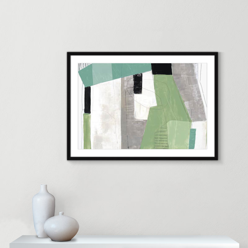 «Evergreen Essence» par Tom Reeves, Blanc, Cadre de boîte noire - reproduction d'art sur pap