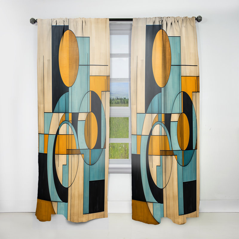 Serendipity Abstract Mid-Century Geometrics - Rideau en velours abstrait - 1 panneau, L 52 po x L 120 po