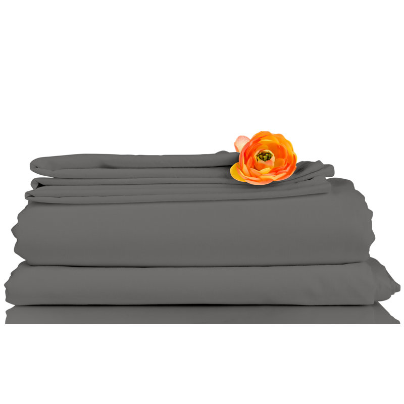 Bed Sheets Microfiber Sheet Set, King, Gray