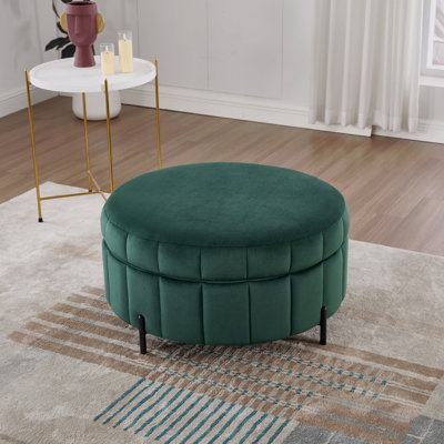 Repose-pieds l 31,5 po avec couvercle réversible, tabouret de rangement en velours avec conception capitonnée en forme de citrouille