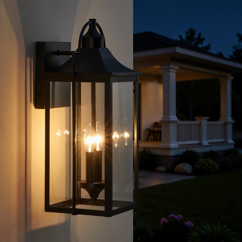 2-light Outdoor Wall Lantern with Clear Glass