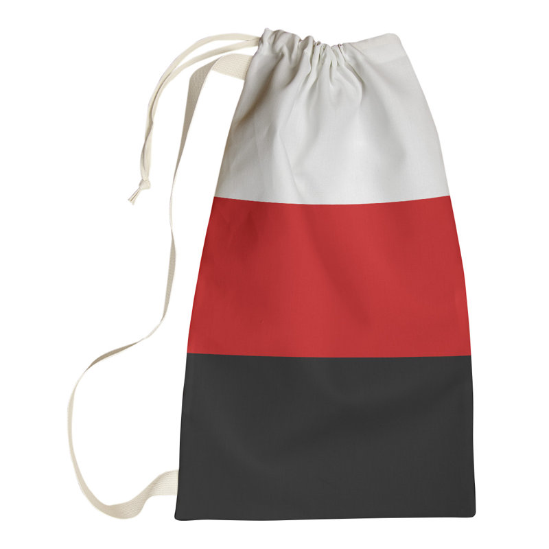 Fabric Laundry Bag with Handles, Medium (36" H x 28" W x 1.5" D), Pittsburgh White/Red/Black
