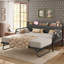 Lit de jour simple avec lit gigogne et tête de lit tapissier avec station de charge, supports solides pour la chambre à coucher, le salon et la chambre d'amis-2078478405-2053577059