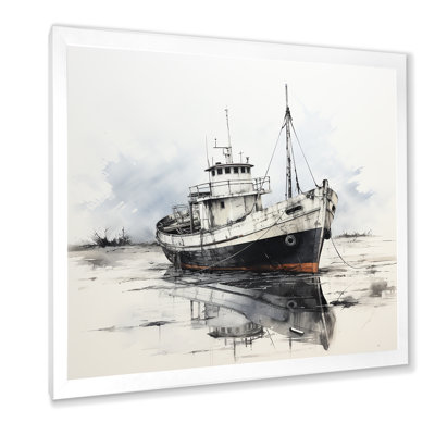 " Gray And White Fishing Boat "