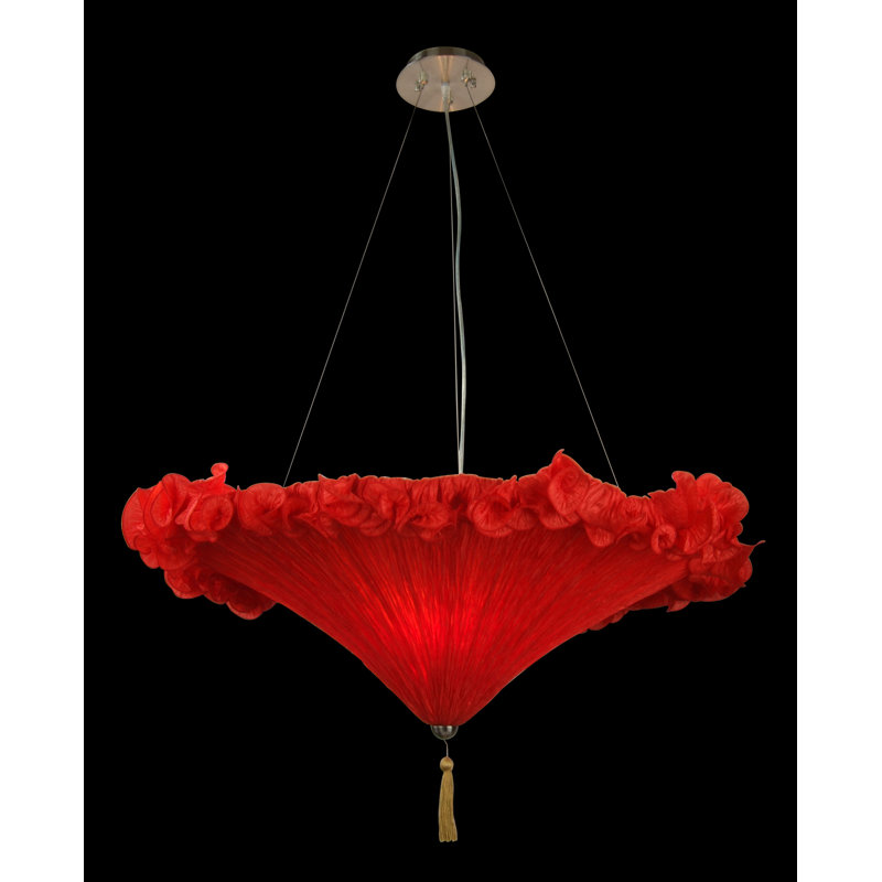 Luminaire suspendu bol 3 lumières unique Rizer, Rouge
