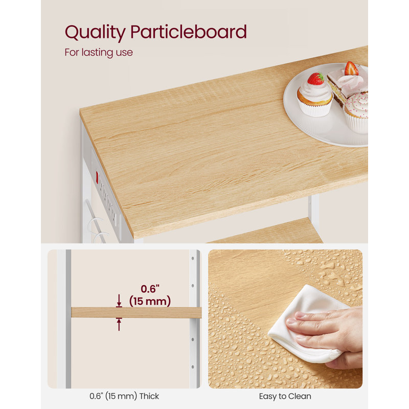 Faden 35.4 " W Kitchen Island, Oak/Beige
