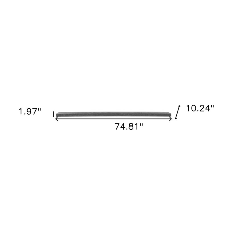 Wooden Wall Mounted Floating Shelf, 1.97" H x 74.81" W x 10.24" D, Dark Grey