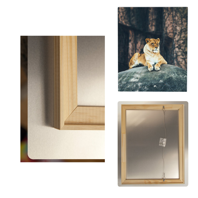 Lionne sur le rocher — Portrait en métal, 10" H x 8" W
