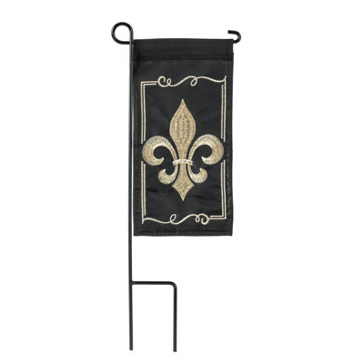 Mini Flag Fleur-De-Lis Burlap 4x8.5