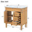 Meuble-lavabo moderne, structure en bois massif et panneau de fibres à densité moyenne, 2 portes et 3 tiroirs, conception à fermeture en douceur, tablette ajustable en forme de U, lavabo en céramique, ensemble d'armoires de rangement pour salle de bain, conception moderne et élégante