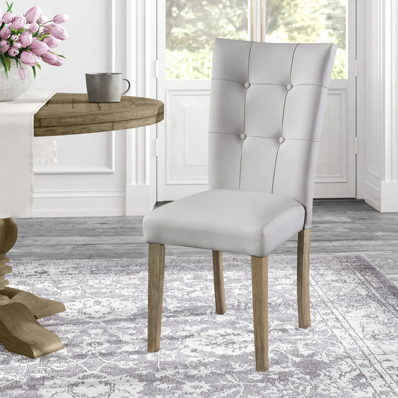 2 chaises d'appoint à dossier gris et chêne - salle à manger pratique et élégante avec structure en bois et similicuir rembourrée de mousse