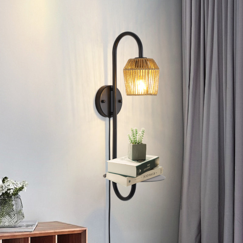 Alyza 1 - Light Plug-in Black Armed Sconce