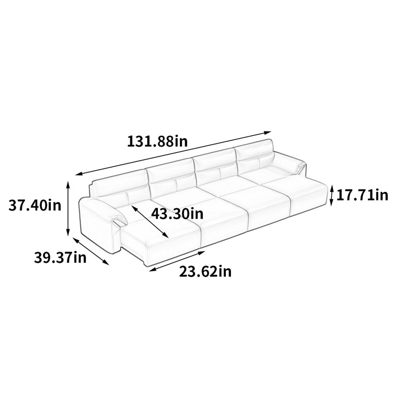 Colinton, H 37,4 po x l 131,88 po x P 39,37 po, 4