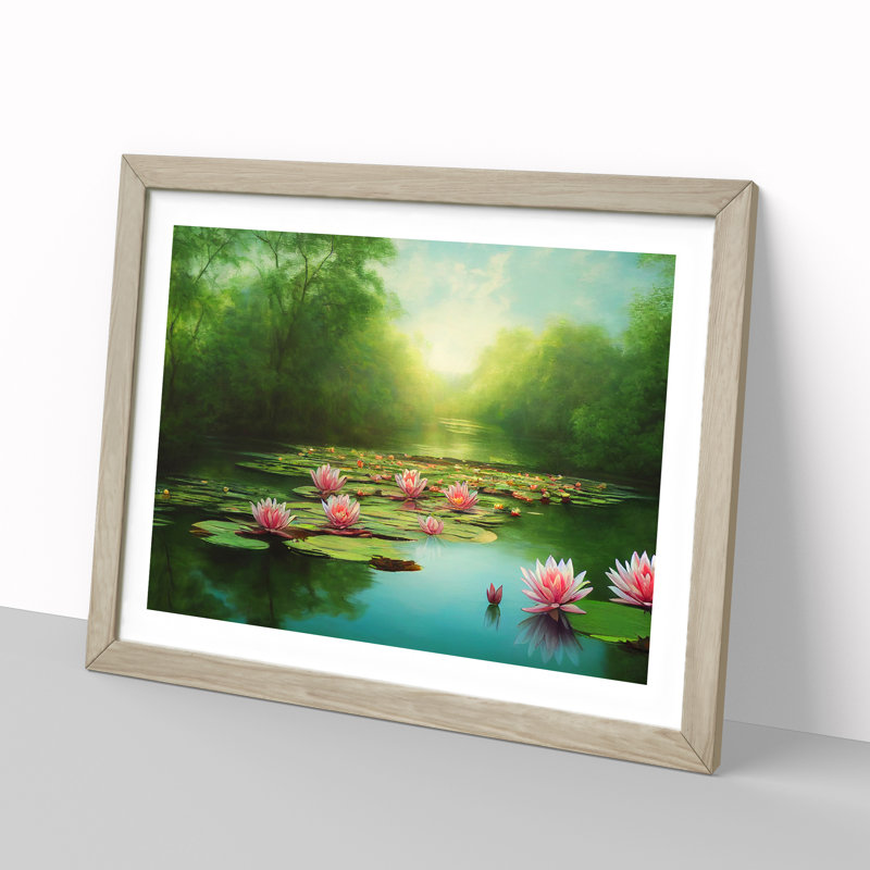 Special Water Lily Pond - Framed Print, 46cm H x 64cm W, Oak Frame