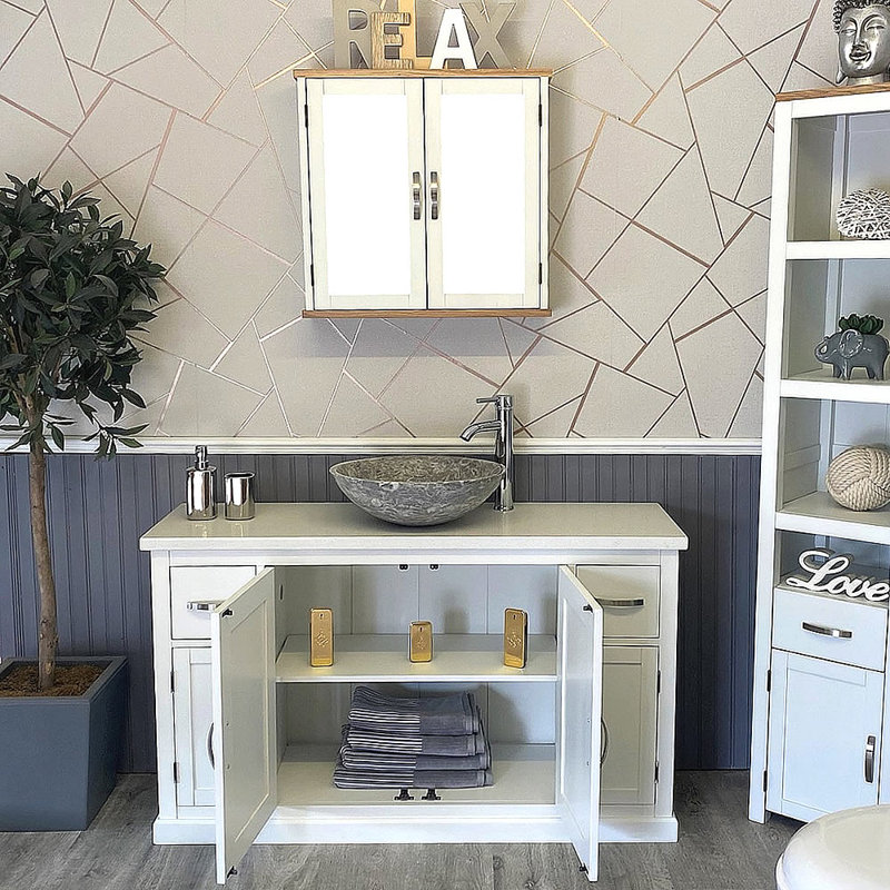 Aquino 1230 mm Freestanding Single Vanity with Vessel Stone Basin