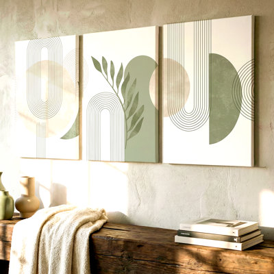 3 pièces, art mural géométrique abstrait, trois pièces pour le salon, la chambre à coucher, le bureau, la salle à manger et la décoration intérieure, aspect encadré