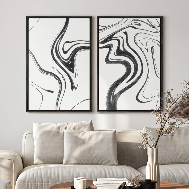 Art mural encadré sur toile, rétro muraux abstraits pour chambre à coucher, H 24 po x l 16 po, Noir