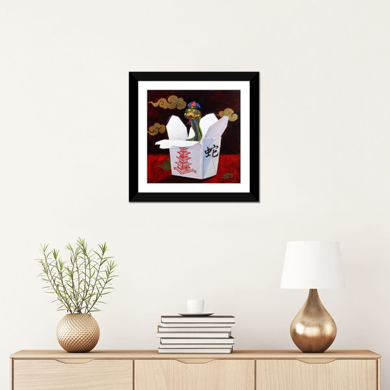 «Takeout with a Twist», reproduction sur toile, H 24 po x l 24 po x P 1 po, Papier d'art encadré noir, Blanc