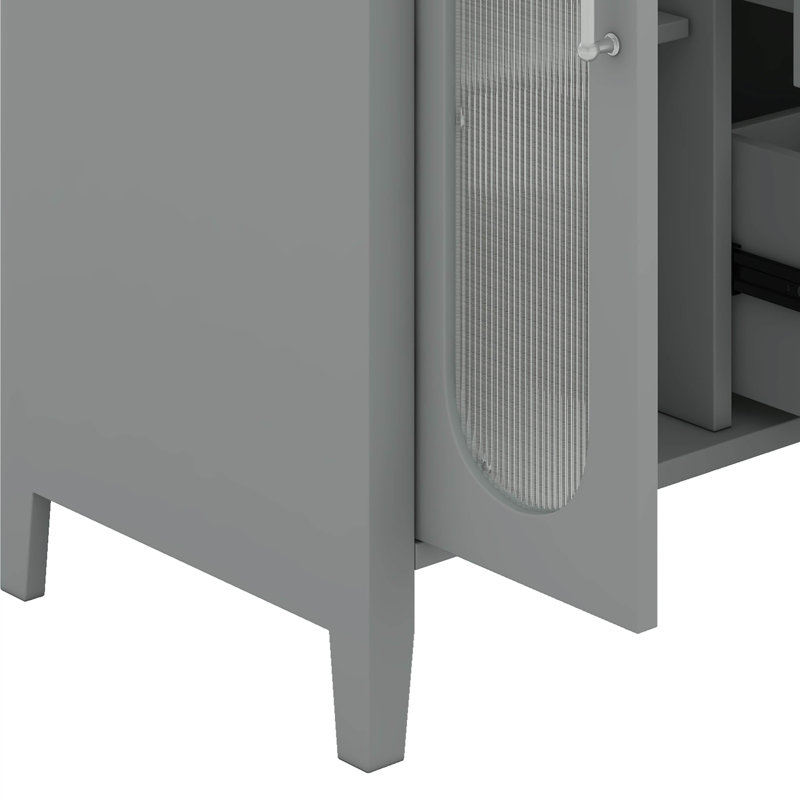 Armoire de meuble-lavabo avec deux tiroirs et porte, tablette réglable, Gris