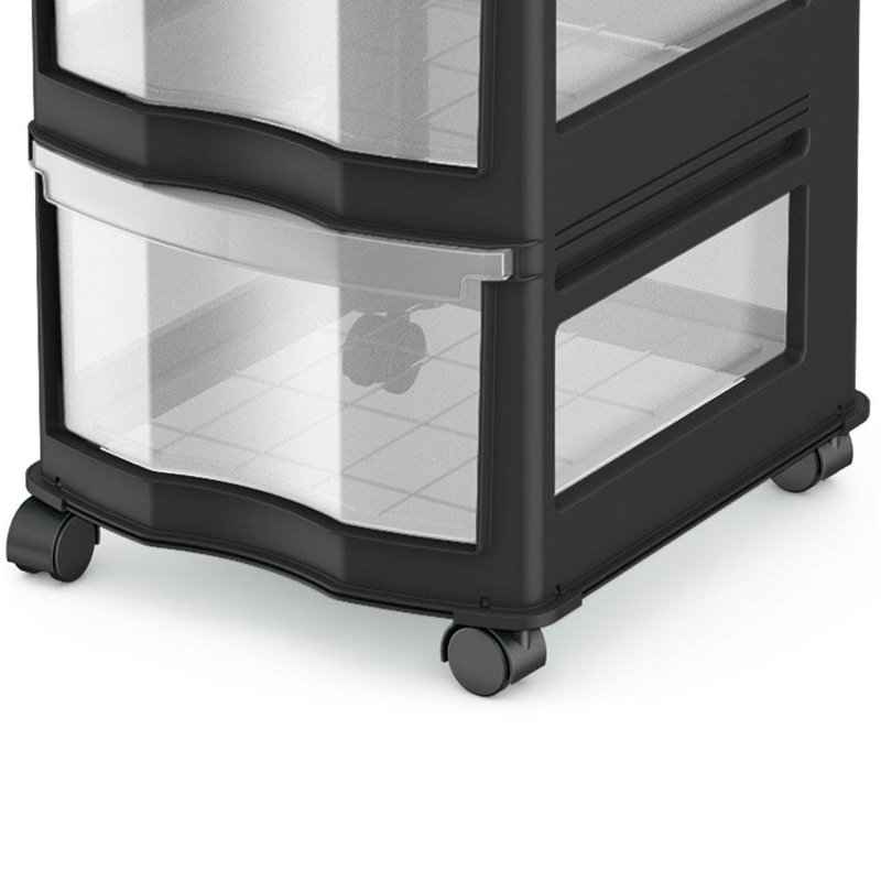 Life Story Classic Black 3 Shelf Plastic Storage Organizer with Wheels