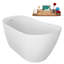 59" Streamline Soaking Acrylic Freestanding Bathtub, Bamboo Tray, Drain-103682485