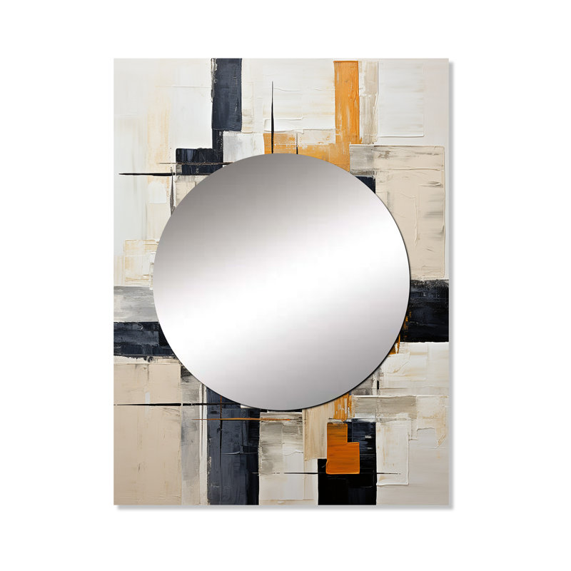 Wohali Ivory Illusions Abstract Shapes II - miroir décoratif de formes abstraites, miroir mural moderne, impression sur métal