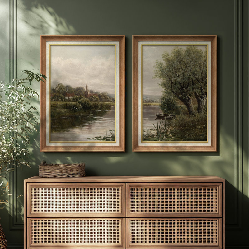 Set of 2 Premium Framed Art Artworks on Premium Canvas with 26"x36" Frame, Natural