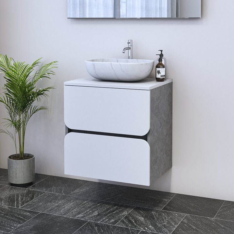 Kaydin 23.6'' Single Bathroom Vanity with Top, White, White