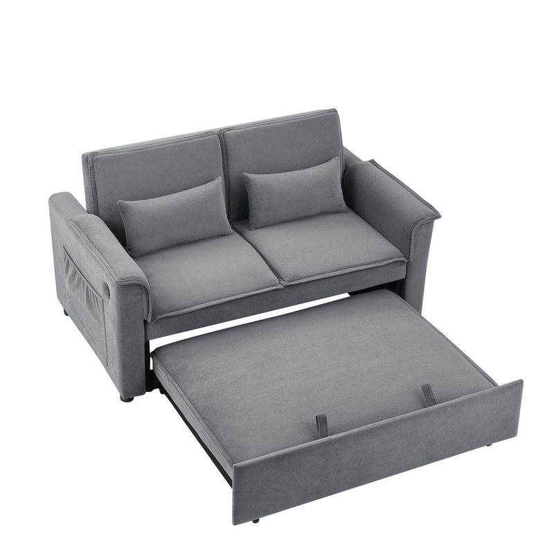 Versatile Convertible Sofa with Adjustable Backrest and Pull-Out Bed for Compact Spaces, Grey
