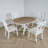 5 - Piece Extendable Dining Set, Round-To-Oval Expansion, Wood, X-Base Pedestal, Modern Farmhouse, Dining Room-753430862