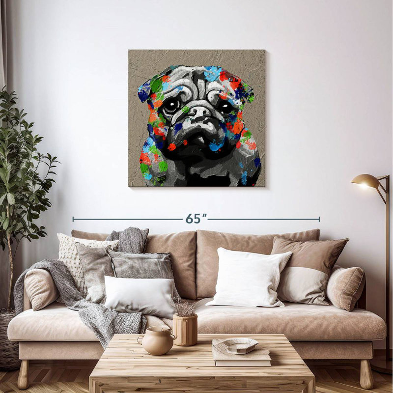 Portrait de chien Crowle, H 36 po x l 36 po