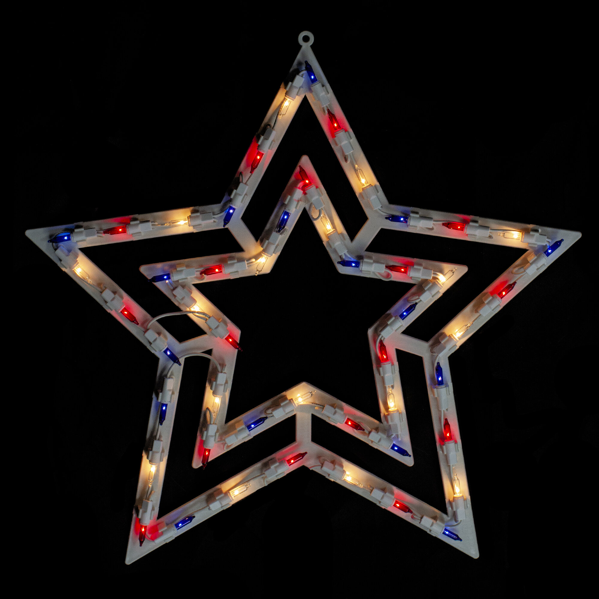 red white and blue lighted star