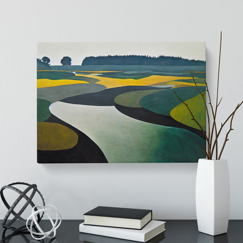 Modern Abstract Lake View - Wrapped Canvas, 35cm H x 50cm W x 3cm D
