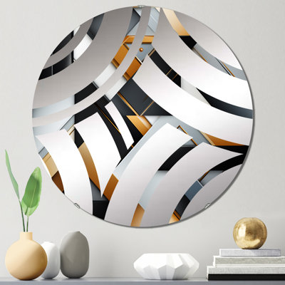 Black And Gold Marble Mosaic Dimensions - Centre Wave Decorative Mirror
