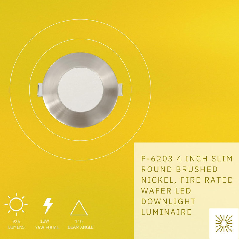 Perle mince ronde 4 "en bronze 12W 925 lumens 5CCT Perlglow, Nickel brossé