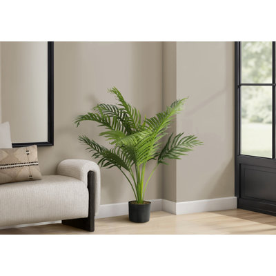 Plante artificielle, 34 po de haut, palmier, intérieur, faux, faux, plancher, verdure, pot, véritable touche, décoratif, feuilles vertes, pot
