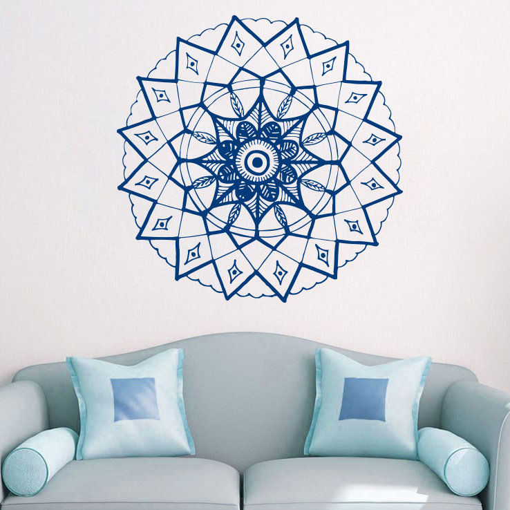 Adhésif décoratif mandala yoga, H 20 po x l 22 po, Bleu glacier