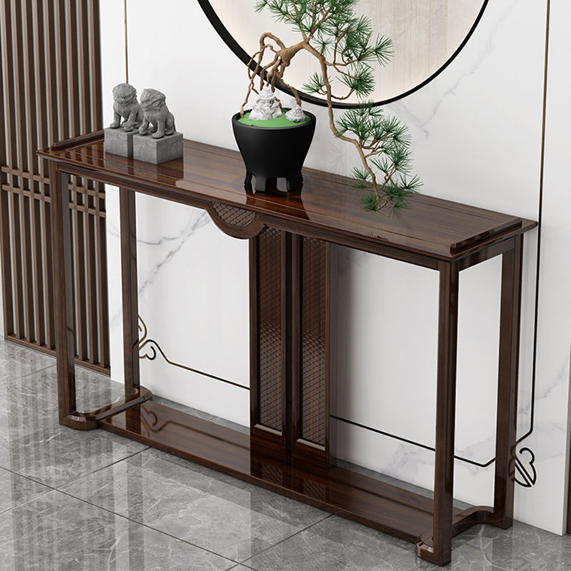 Console en bois massif de style chinois., H 34,4 po x l 59 po x P 14,9 po