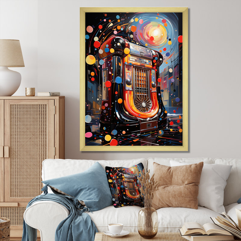 Rock N Roll Jukebox Fever III - Jukeboxes, art mural, H 32 po x l 24 po x P 1 po, Cadre photo doré simple