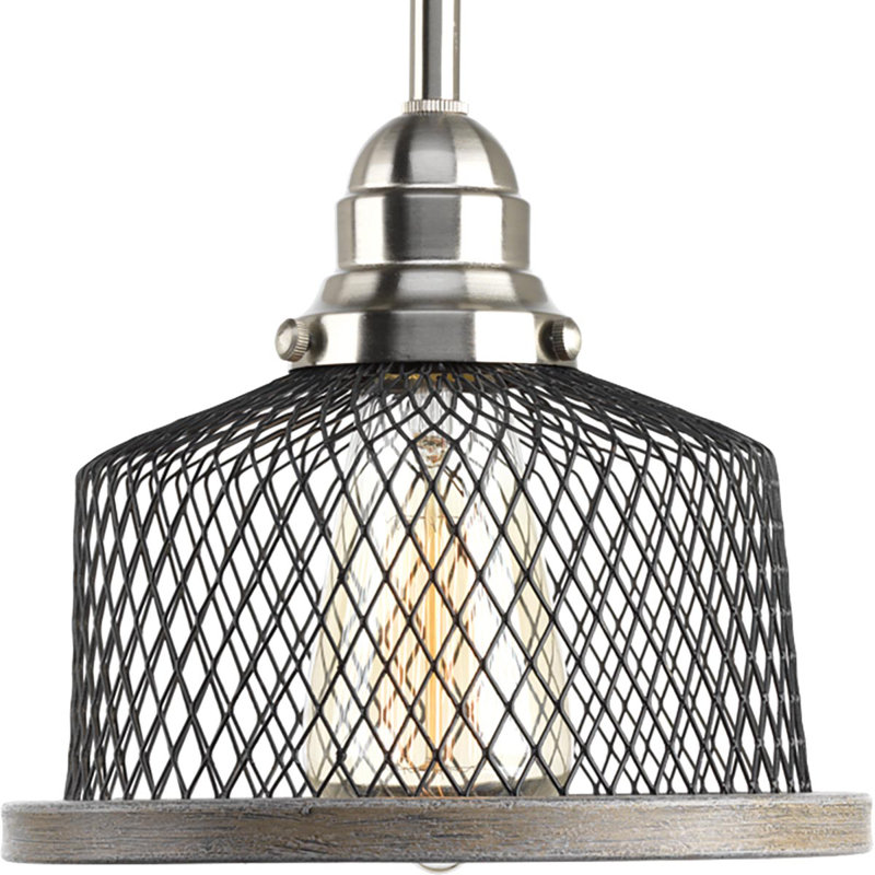 Luminaire suspendu en forme de dôme à 1 lumière Kriner, Nickel brossé