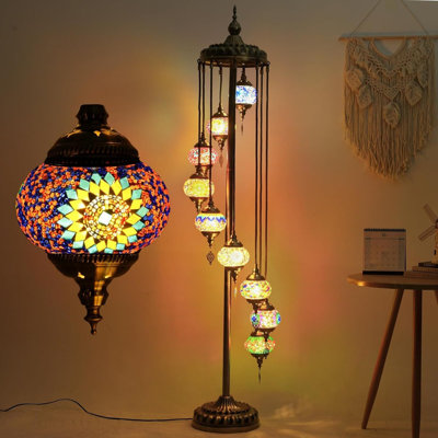 thumbnail image 2 of Yarra-Decor Turkish Moroccan Mosaic Bedside Lamp – LED, Color Changing, 15.4 Inch, Antique Brass, Buy 2 Save 15 2 of 5