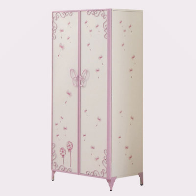 Garde-robe en cuir synthétique blanc et clair mauve