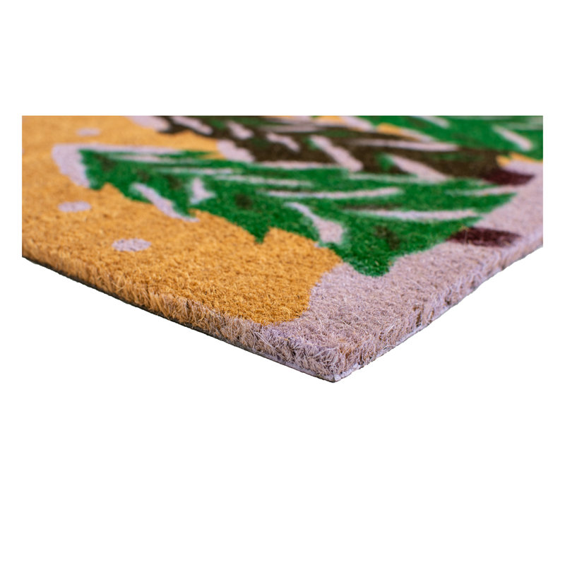 29" Green Coir Christmas Trees Outdoor Christmas Door Mat