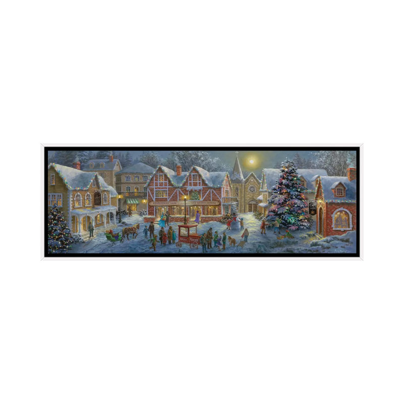 «Christmas Village» par Nicky Boehme - Cadre photo panoramique à cadre flottant, H 24 po x l 72 po x P 1,5 po