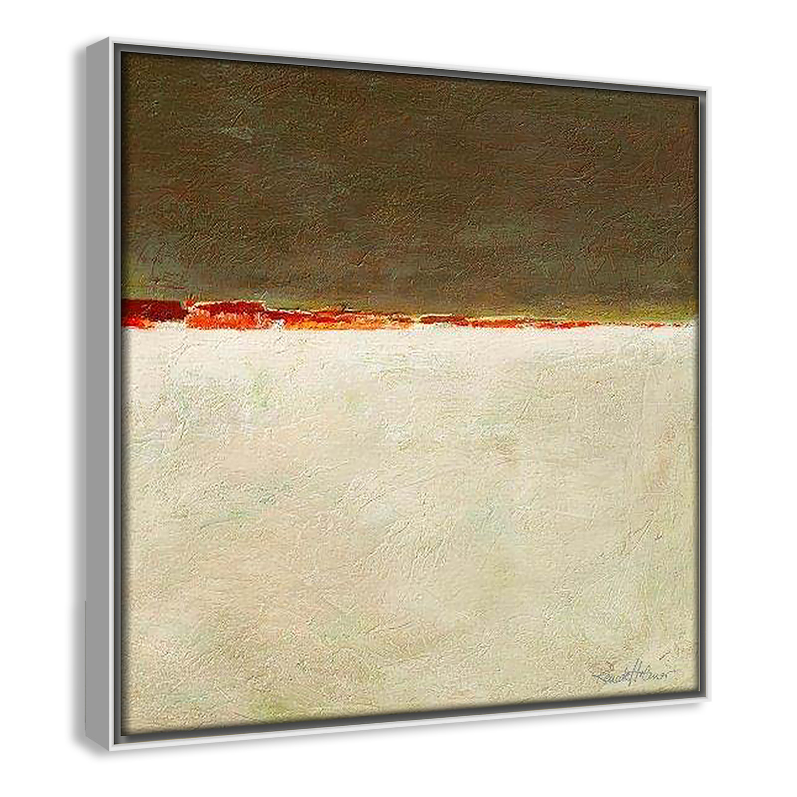Orange Horizon I by Renate Holzner, 13.5'' H x 13.5'' W x 2'' D, White Framed