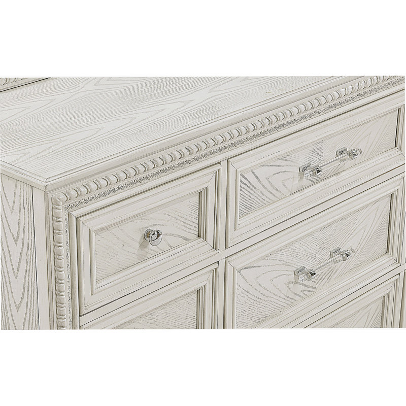Commode en bois, commode de rangement à 6 tiroirs pour chambre à coucher
