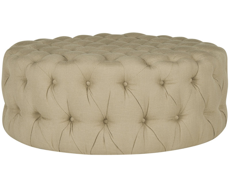 Repose-pieds cocktail capitonné, 100% polyester brun clair